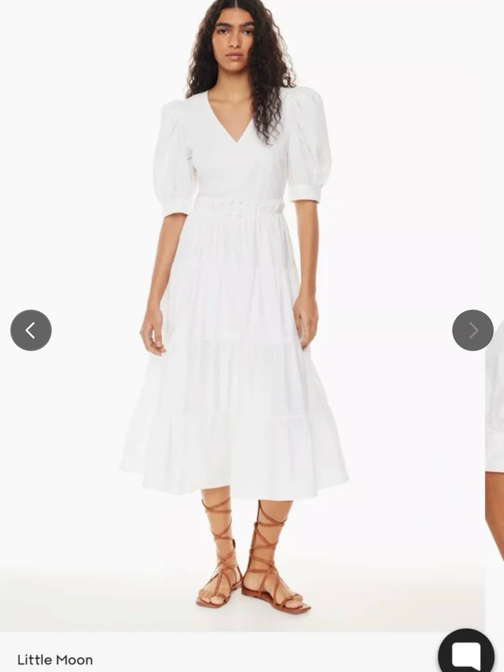 Little Moon Dario Poplin Dress White Puff-Sleeve Tiered Maxi Dress